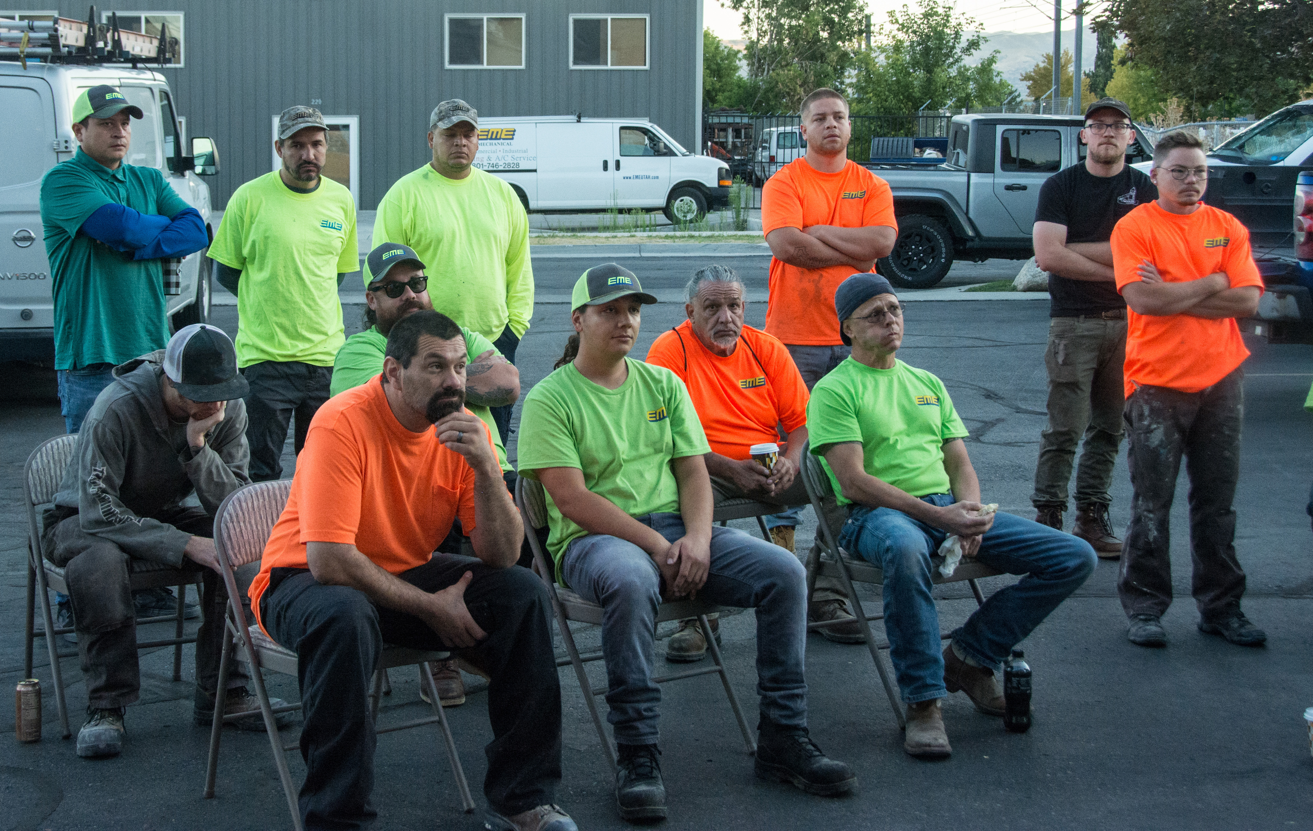 Employees gathering their attention off camera