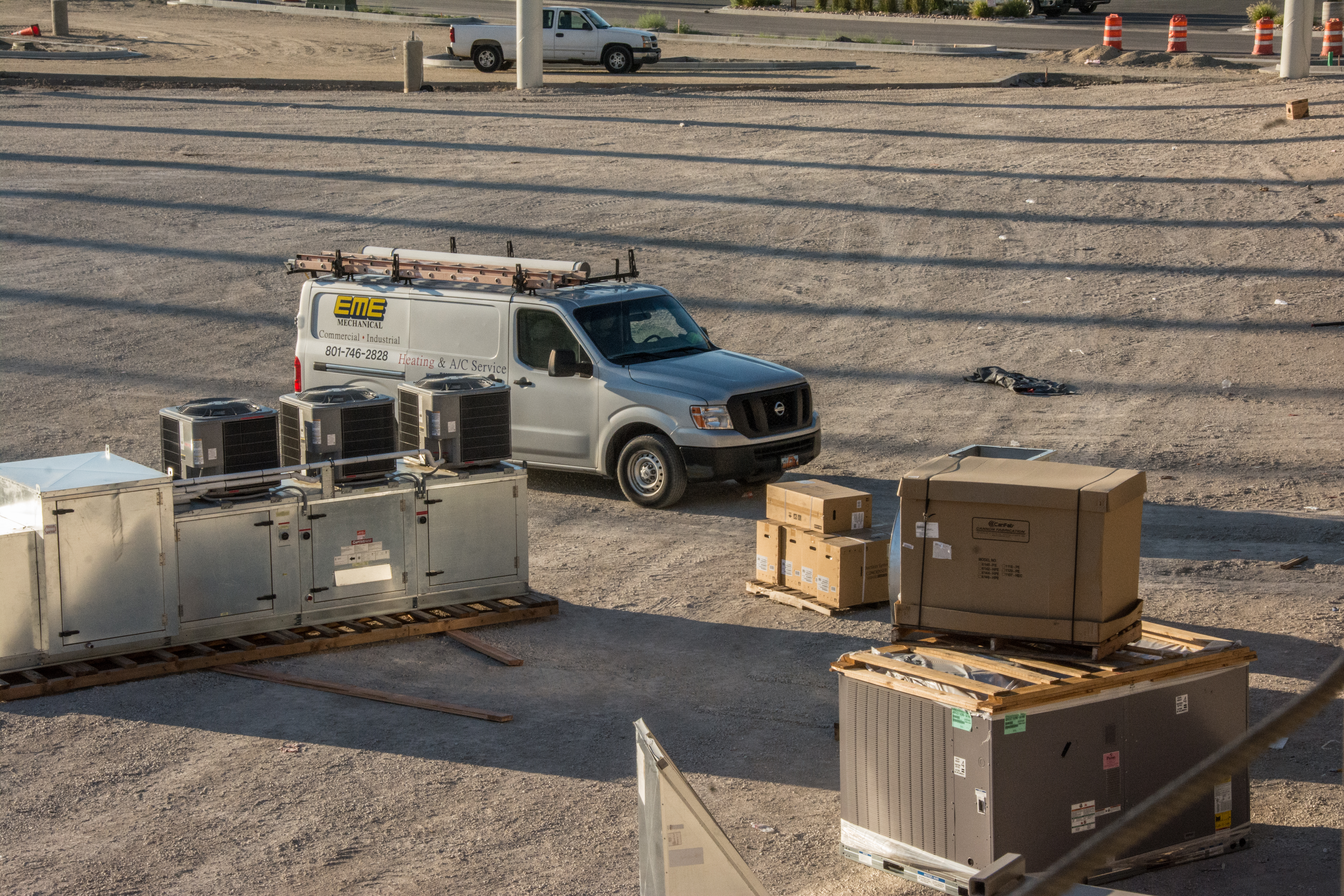 A picture of an EME van in the sun s
